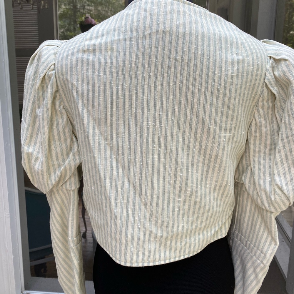 Vintage 80s Puffy Sleeve Cottagecore Victorian Top - Picture 7 of 8
